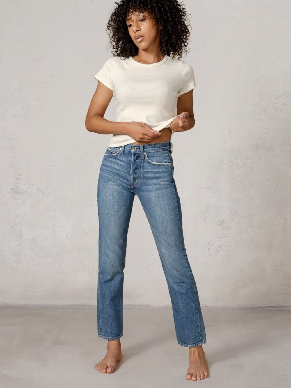 Elin Crop Edwin Women’s Light Blue Skinny Jeans - Classic Back Pocket